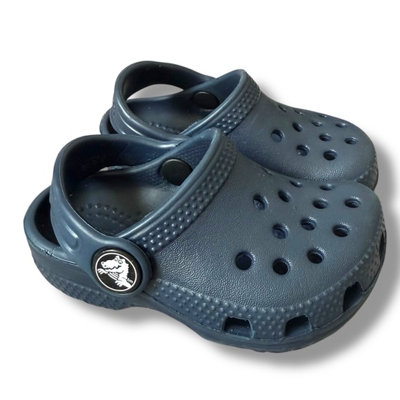 Crocs Navy Blue Clogs baby boy girl size 4 infant comfy matching shoes - Picture 1 of 5